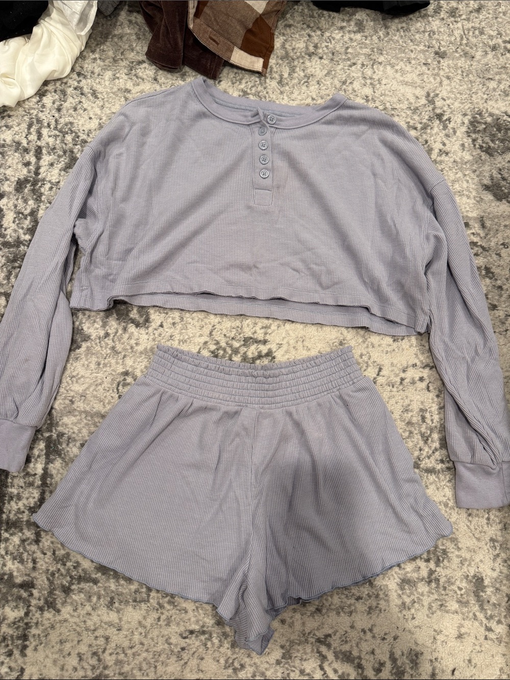 Aeropostale Lilac Waffle Knit Crop Top and Shorts Set